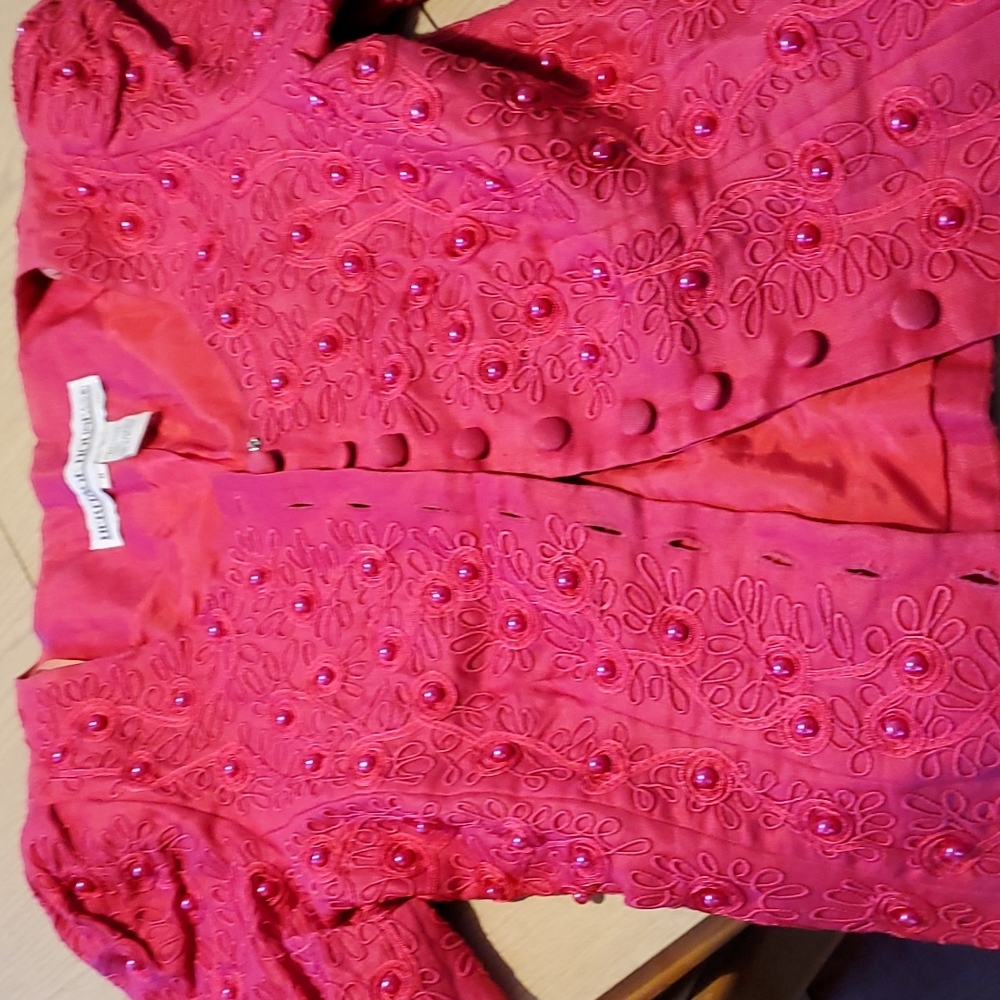 Heritage house pink beaded jacket size 8